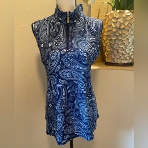 Navy Paisley Sleeveless Top